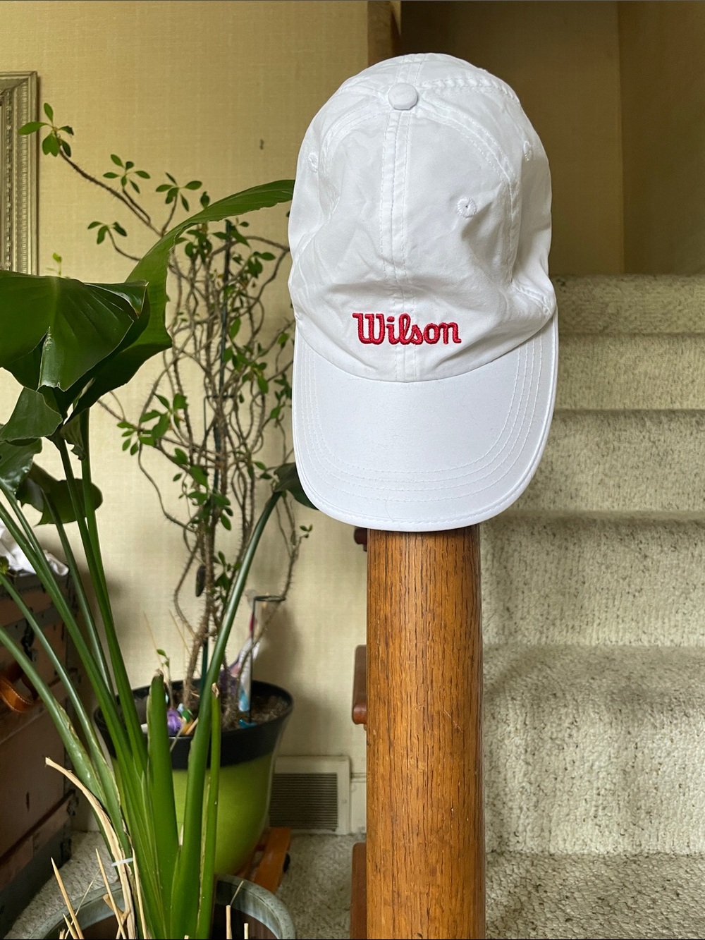 Wilson White Baseball Cap with Red Script Logo OS